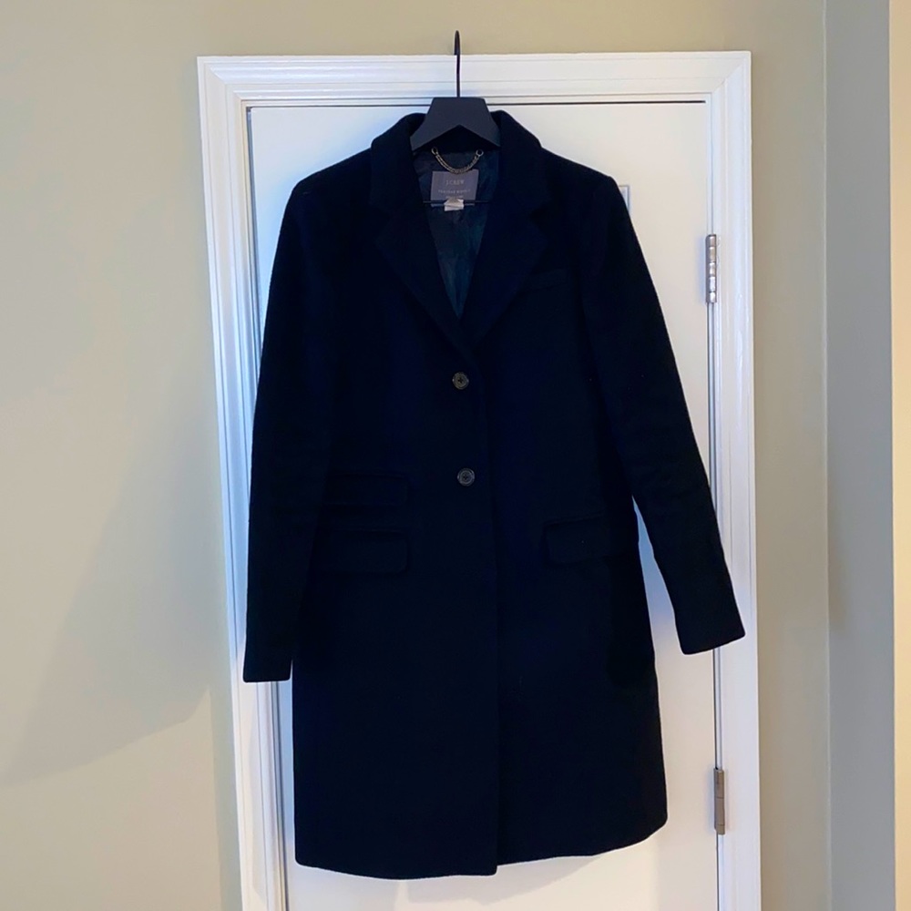 J Crew Black Wool Peacoat Mid Length